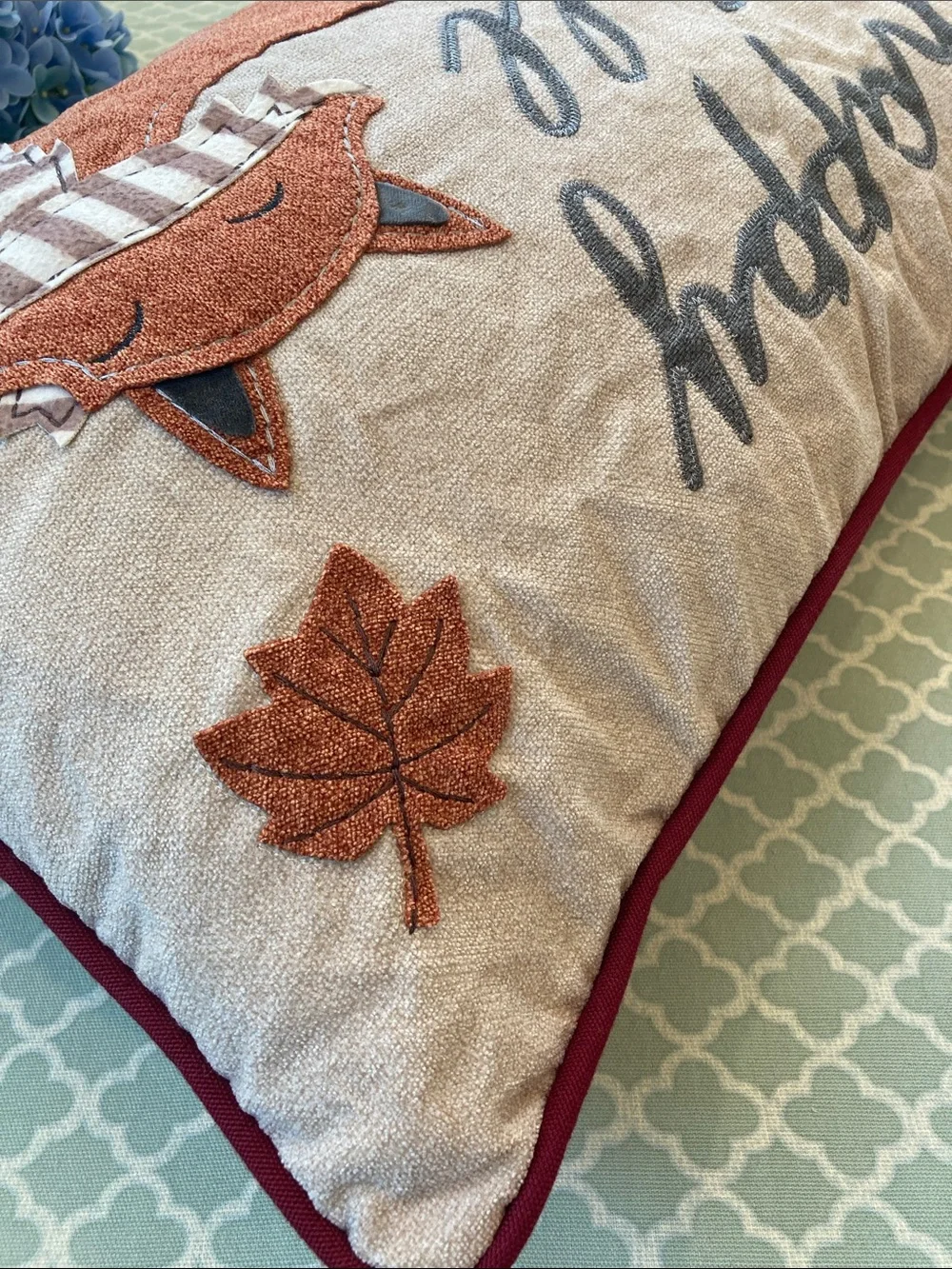 Happy Fall Fox Dangle Legs Rectangle Pillow